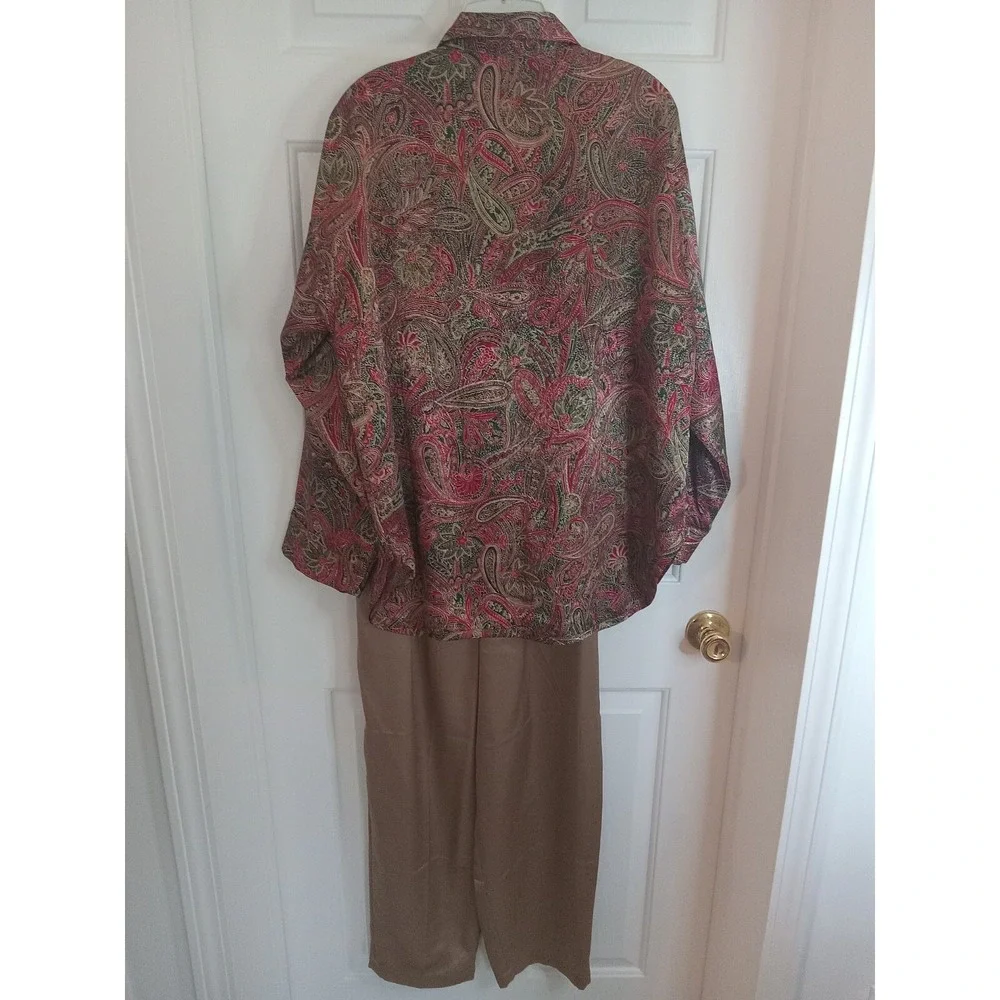 Vintage Victoria's Secret Button Down‎ Paisley Print Pajama Set Sz Med
